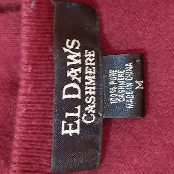 EL DAWS VINTAGE 100% CASHMERE BURGANDY V NECK SWEATER - Picture 6 of 6